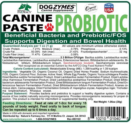 Show full view: Nature's Farmacy Dogzymes Probiotic Paste Dog Supplement, 30-cc syringe slide 7 of 8