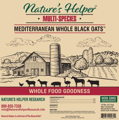 Show full view: Nature's Helper Mediterranean Multi-Species Non-GMO Whole Black Oats, 10-lb bag slide 2 of 2