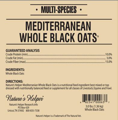 Show full view: Nature's Helper Mediterranean Multi-Species Non-GMO Whole Black Oats, 3-lb bag slide 3 of 4
