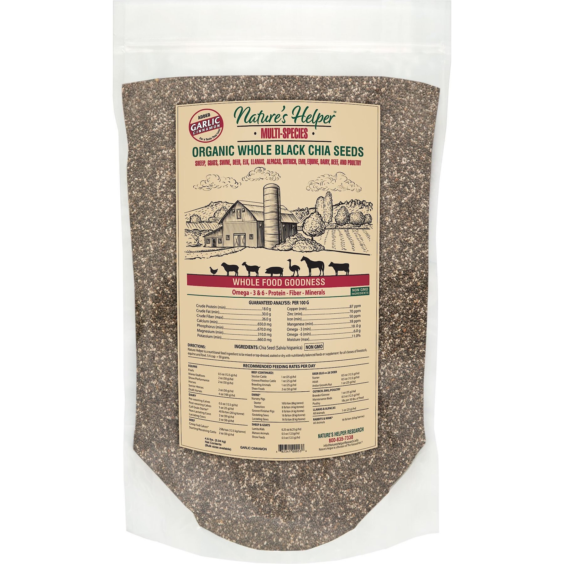 Nature's Helper Multi-Species Organic Whole Black Chia Seeds with Cinnamon Flavor, 4.5-lb bag