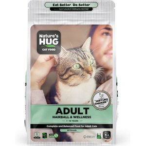 Nature's HUG Non-GMO Grain-Free Hairball & Wellness Adult Dry Cat Food, 4-lb bag