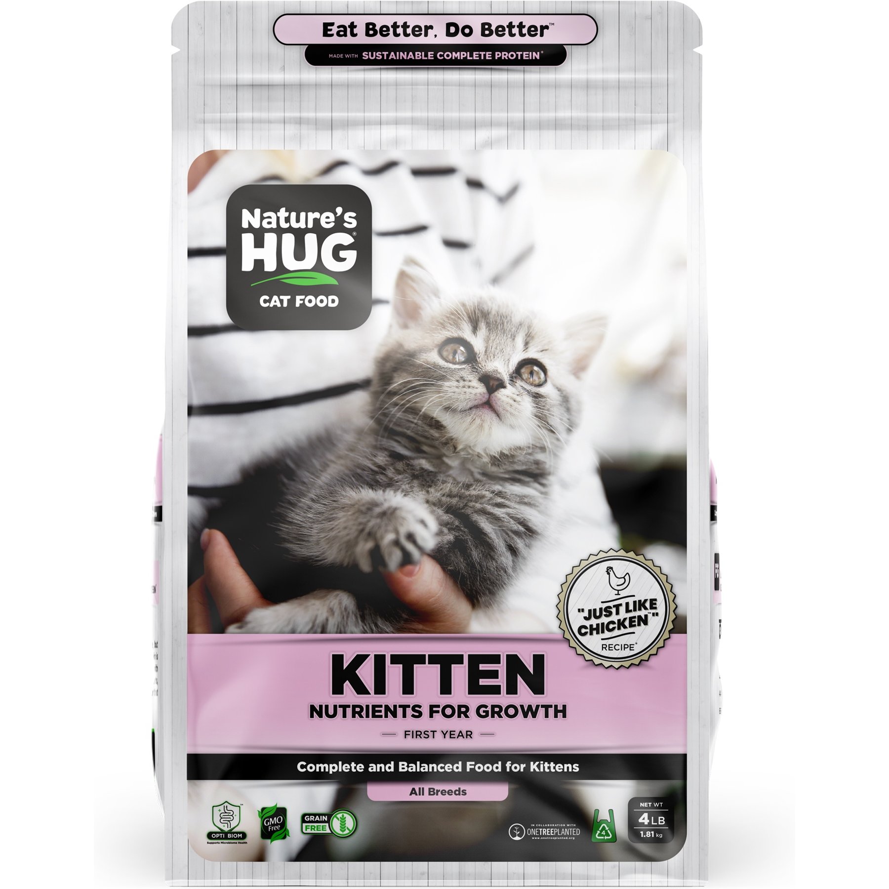Nature's HUG Non-GMO Grain-Free Nutrients for Growth Kitten Dry Cat Food, 4-lb bag