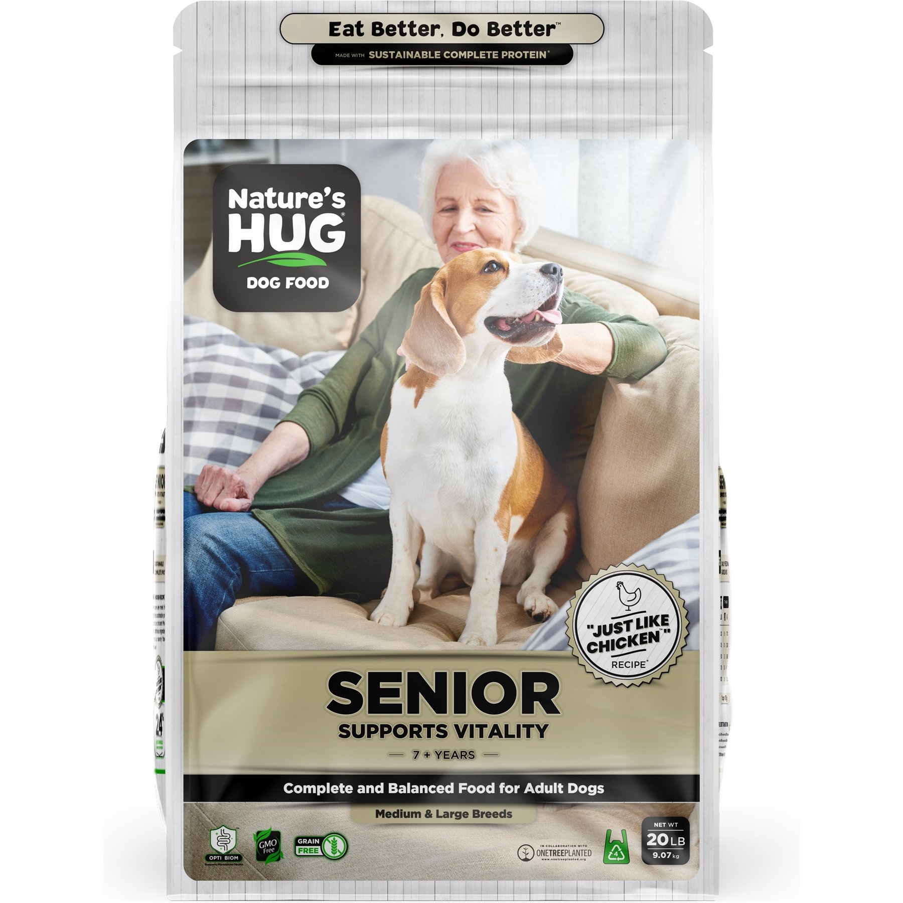 Nature's HUG Non-GMO Grain-Free Supports Vitality Senior Medium & Large Breed Dry Dog Food, 20-lb bag