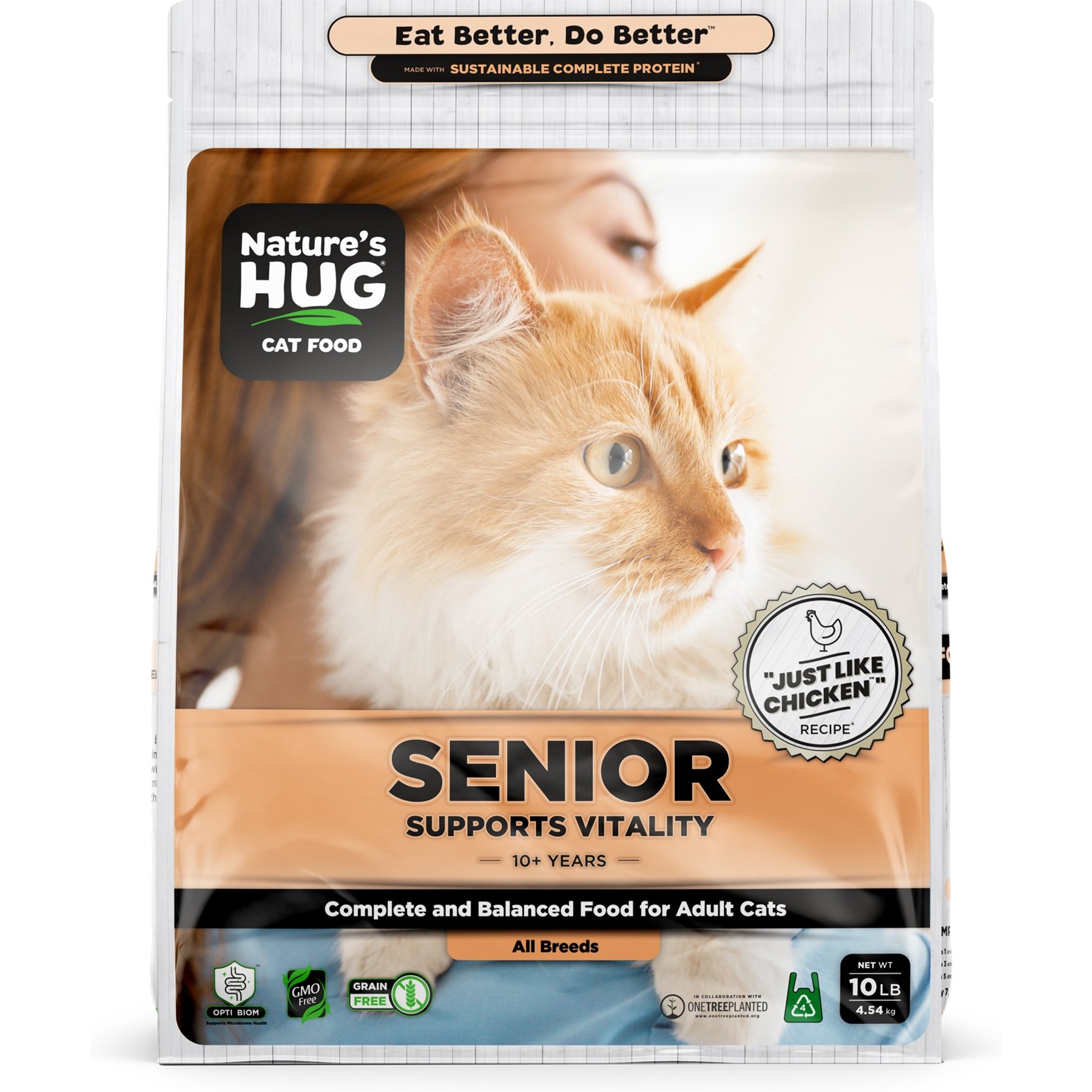 Nature's HUG Non-GMO Grain-Free Senior Supports Vitality Senior Dry Cat Food, 10-lb bag
