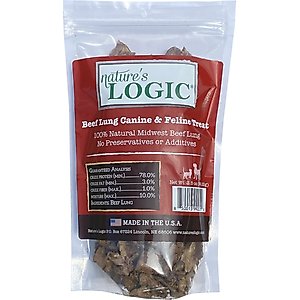 Nature's Logic 100% Natural Beef Lung Dehydrated Dog & Cat Treats, 3.5-oz bag
