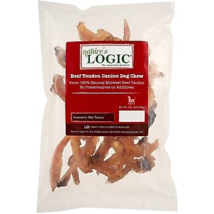 Nature's Logic 100% Natural Beef Tendon Dog Chew Treats, 1-lb bag