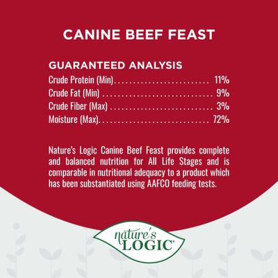 Show full view: Nature's Logic 100% Natural Canine Beef Feast All Life Stages Grain-Free Wet Dog Food, 13.2-oz, case of 12 slide 7 of 10