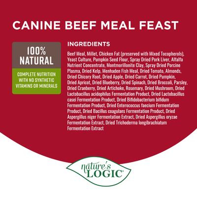 Show full view: Nature's Logic 100% Natural Canine Beef Meal Feast All Life Stages Dry Dog Food, 13-lb bag slide 4 of 11