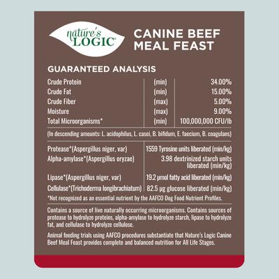 Show full view: Nature's Logic 100% Natural Canine Beef Meal Feast All Life Stages Dry Dog Food, 13-lb bag slide 5 of 11