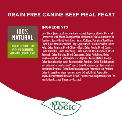 Show full view: Nature's Logic 100% Natural Canine Beef Meal Feast All Life Stages Grain-Free Dry Dog Food, 4.4-lb bag slide 5 of 9