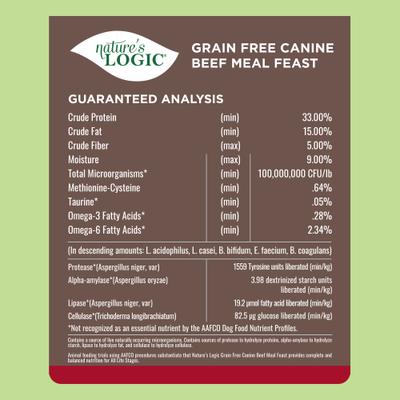 Show full view: Nature's Logic 100% Natural Canine Beef Meal Feast All Life Stages Grain-Free Dry Dog Food, 4.4-lb bag slide 6 of 9