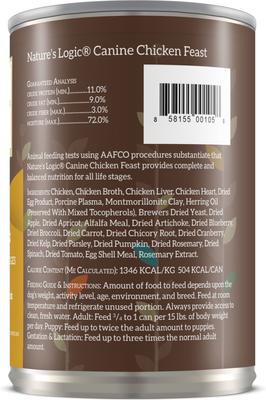 Show full view: Nature's Logic Canine Chicken Feast + Turkey Feast Canned Dog Food slide 3 of 10
