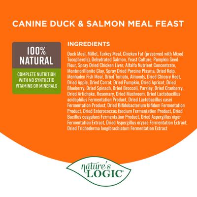 Show full view: Nature's Logic 100% Natural Canine Duck & Salmon Meal Feast All Life Stages Dry Dog Food, 4.4-lb bag slide 5 of 9