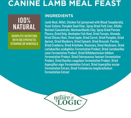 Show full view: Nature's Logic 100% Natural Canine Lamb Meal Feast All Life Stages Dry Dog Food, 25-lb bag slide 5 of 9