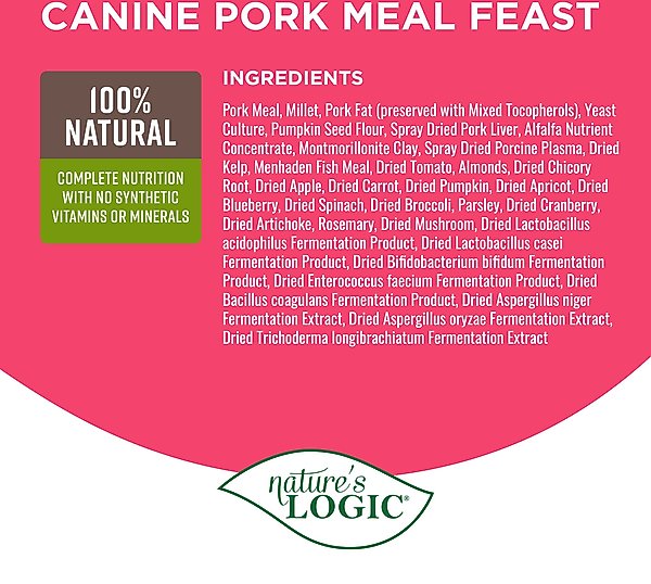 Nature's Logic Canine Pork Meal Feast All Life Stages Dry Dog Food