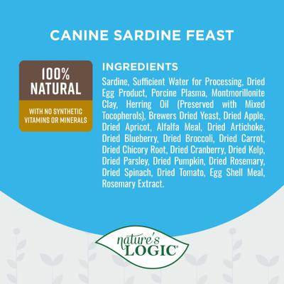 Show full view: Nature's Logic 100% Natural Canine Sardine Feast All Life Stages Grain-Free Wet Dog Food, 13.2-oz, case of 12 slide 6 of 10