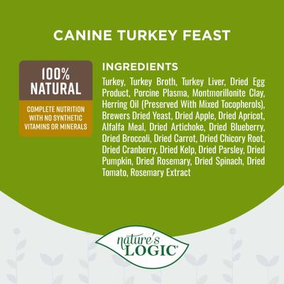 Show full view: Nature's Logic 100% Natural Canine Turkey Feast All Life Stages Grain-Free Wet Dog Food, 13.2-oz, case of 12 slide 6 of 10