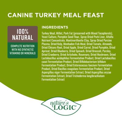 Show full view: Nature's Logic 100% Natural Canine Turkey Meal Feast All Life Stages Dry Dog Food, 13-lb bag slide 5 of 9