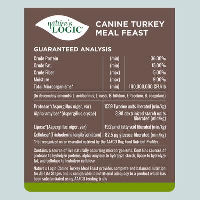 Show full view: Nature's Logic 100% Natural Canine Turkey Meal Feast All Life Stages Dry Dog Food, 25-lb bag slide 6 of 9