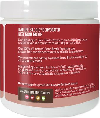 Show full view: Nature's Logic 100% Natural Dehydrated Beef Bone Broth Dog & Cat Food Topper, 6-oz tub slide 4 of 10