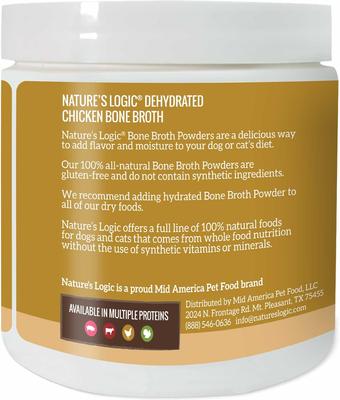 Show full view: Nature's Logic 100% Natural Dehydrated Chicken Bone Broth Dog & Cat Food Topper, 6-oz tub slide 4 of 10