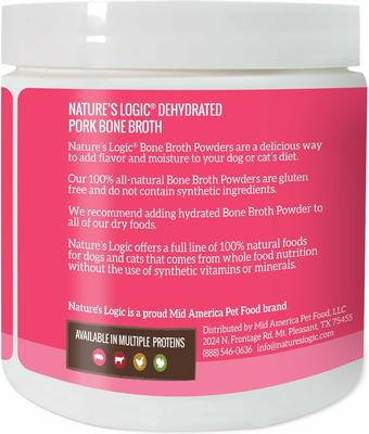 Show full view: Nature's Logic 100% Natural Dehydrated Pork Bone Broth Dog & Cat Food Topper, 6-oz tub slide 4 of 10