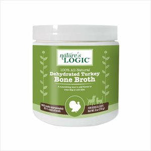 Nature's Logic 100% Natural Dehydrated Turkey Bone Broth Dog & Cat Food Topper, 6-oz tub