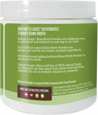 Show full view: Nature's Logic 100% Natural Dehydrated Turkey Bone Broth Dog & Cat Food Topper, 6-oz tub slide 4 of 10
