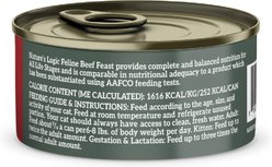 Nature's Logic 100% Natural Feline Beef Feast Grain-Free Wet Cat Food, 5.5-oz, case of 24 slide 2 of 8