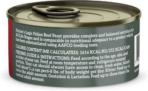 Show full view: Nature's Logic 100% Natural Feline Beef Feast Grain-Free Wet Cat Food, 5.5-oz, case of 24 slide 4 of 11