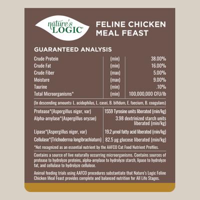Show full view: Nature's Logic 100% Natural Feline Chicken Meal Feast All Life Stages Dry Cat Food, 3.3-lb bag slide 7 of 10