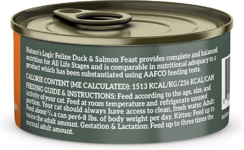 Show full view: Nature's Logic 100% Natural Feline Duck & Salmon Recipe Grain-Free Wet Cat Food, 5.5-oz, case of 24 slide 4 of 10