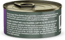 Nature's Logic 100% Natural Feline Rabbit Feast Grain-Free Wet Cat Food, 5.5-oz, case of 24 slide 2 of 8