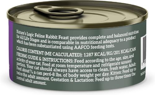 Show full view: Nature's Logic 100% Natural Feline Rabbit Feast Grain-Free Wet Cat Food, 5.5-oz, case of 24 slide 4 of 11