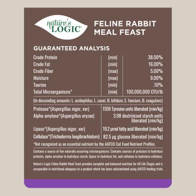 Show full view: Nature's Logic 100% Natural Feline Rabbit Meal Feast All Life Stages Dry Cat Food, 3.3-lb bag slide 7 of 10