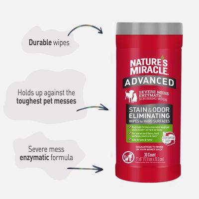 Show full view: Nature's Miracle Advanced Hard Surfaces Pet Stain & Odor Eliminating Wipes, 30 count slide 3 of 8