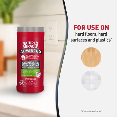 Show full view: Nature's Miracle Advanced Hard Surfaces Pet Stain & Odor Eliminating Wipes, 30 count slide 4 of 8