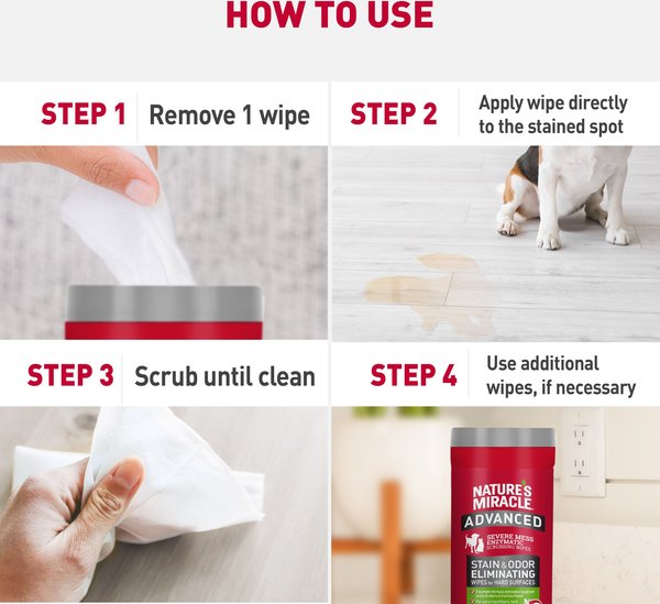 Nature's Miracle Advanced Hard Surfaces Pet Stain & Odor Eliminating Wipes, 30 count