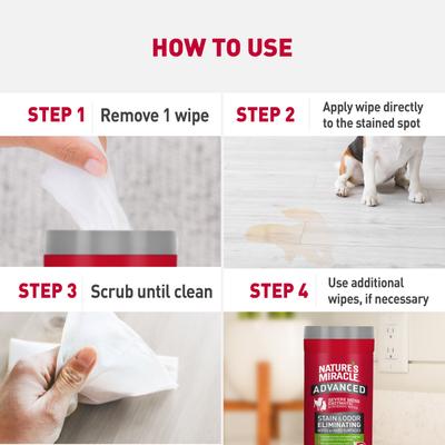 Show full view: Nature's Miracle Advanced Hard Surfaces Pet Stain & Odor Eliminating Wipes, 30 count slide 5 of 8