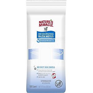 Nature's Miracle Deodorizing Dog Bath Wipes, 100 count, Sunkissed Breeze