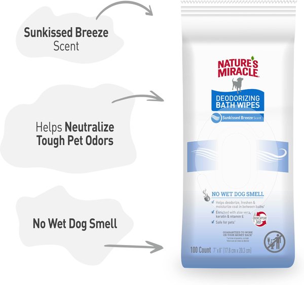 Show full view: Nature's Miracle Deodorizing Dog Bath Wipes, 100 count, Sunkissed Breeze slide 6 of 12