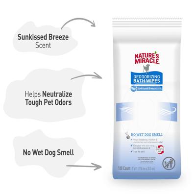 Show full view: Nature's Miracle Deodorizing Dog Bath Wipes, 100 count, Sunkissed Breeze slide 6 of 12