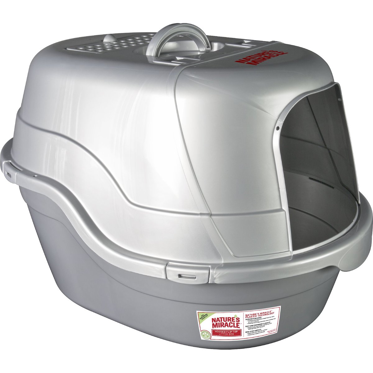 Oval Hooded Litter Box, Nature's Miracle, Silver