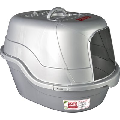 Nature's Miracle Oval Hooded Litter Box, Nature's Miracle, Silver