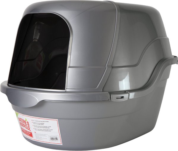 Show full view: Nature's Miracle Silver Oval Hooded Litter Box slide 3 of 7