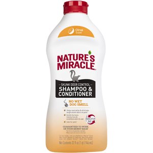 Nature's Miracle Skunk Odor Remover Dog Shampoo & Conditioner, Citrus Scent, 32-fl oz bottle