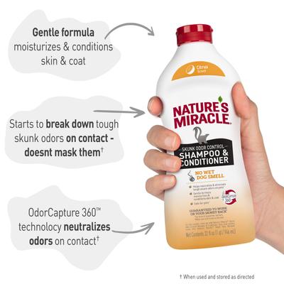 Show full view: Nature's Miracle Skunk Odor Remover Dog Shampoo & Conditioner, Citrus Scent, 32-fl oz bottle slide 7 of 11