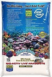 Nature's Ocean Bio-Activ Live Aragonite Saltwater Aquarium Sand, Natural White #0, 10-lb bag