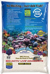 Nature's Ocean Bio-Activ Live Aragonite Saltwater Aquarium Sand, Natural White #1, 20-lb bag