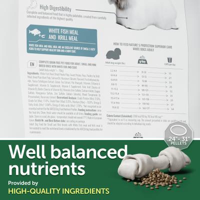 Show full view: Nature's Protection Superior Care Adult Small Breed Grain-Free White Fish Dry Dog Food, 3.3-lb bag slide 5 of 10